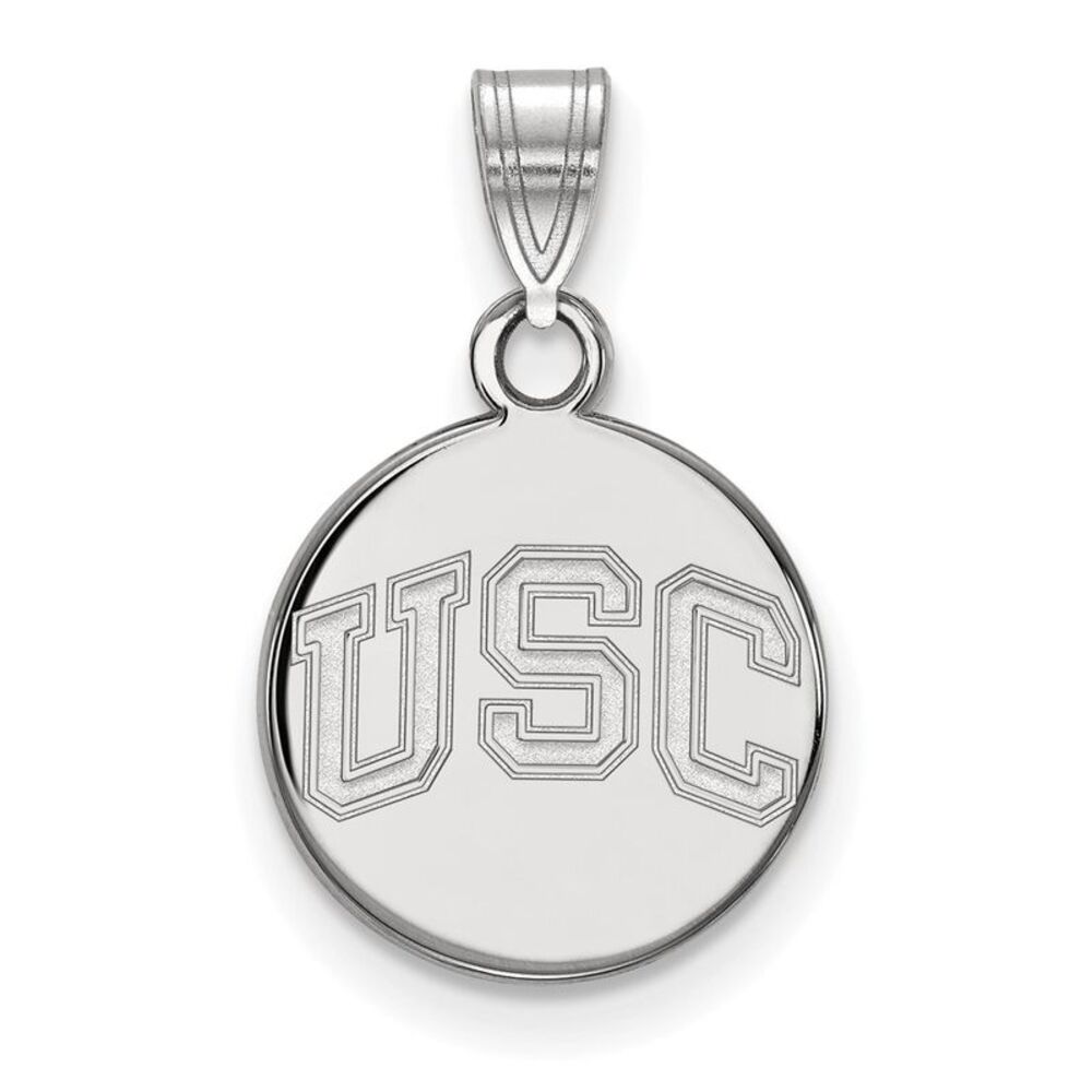 10K White Gold U. of Southern California Small Disc Pendant